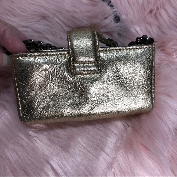 Henri Bindel Gold Leather Mini Crossbody - Picture 7 of 13